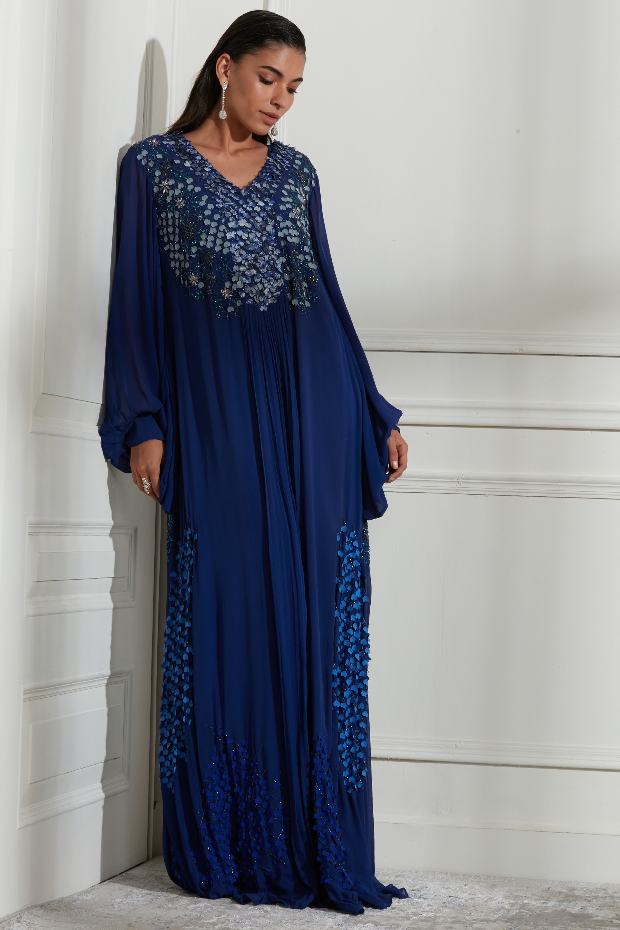 Royal Blue Embroidered Kaftan Dress ...